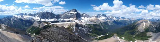 Panorama of the Rockwall range from the sub-summit. Click to view large size.