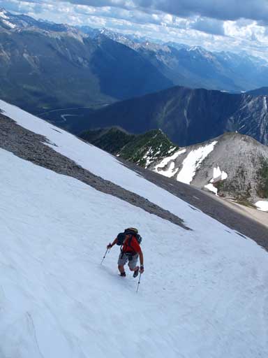 Vern kicking-step up the snow route