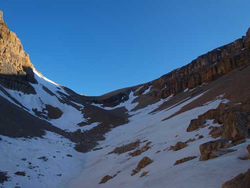 Vern and I would use the obvious snow line to avoid scree bashing.