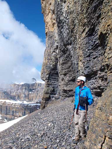 Ben beneath Lion Peak's imposing cliff band