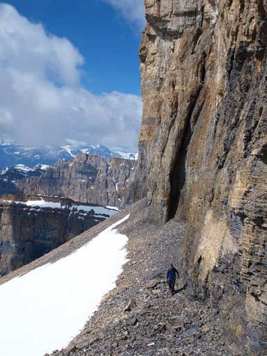 Vern traversing beneath Lion Peak