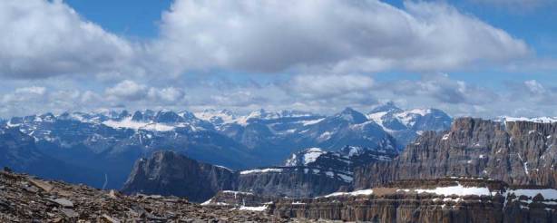 Freshfield Icefields, and Mount Forbes in the distance.