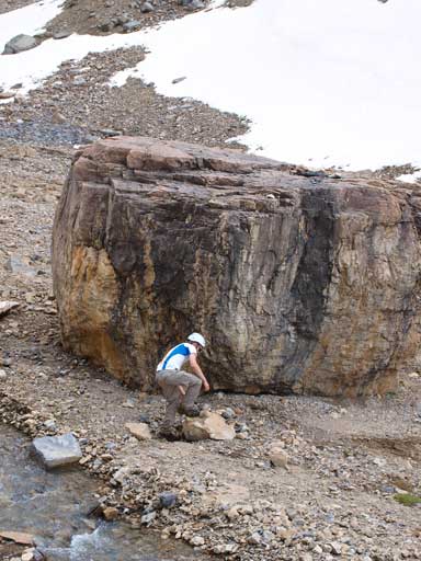 Ben climbing up a "boulder" for practicing.