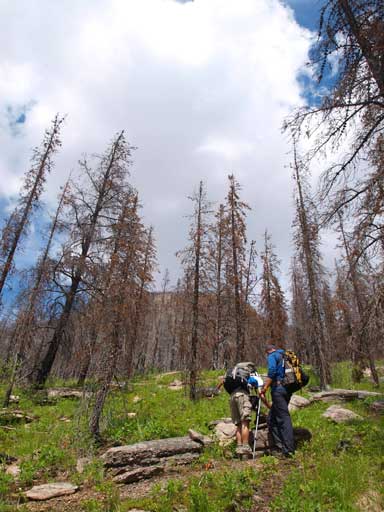 Vern and Ben building a cairn