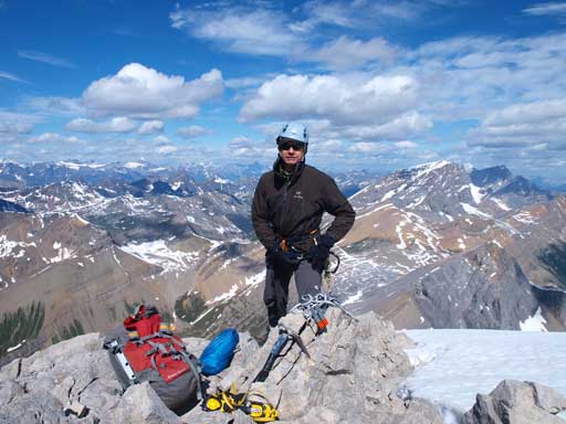 Kevin gearing up on the false summit