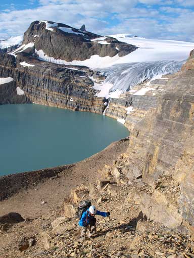 The initial bit is slogging up scree, with big views behind though. 