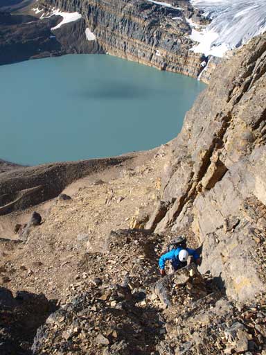 Ben going up the typical terrain