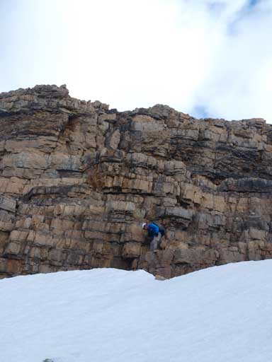 Ben ready to merge to snow. Oh wait, he didn't bring crampons and he would be squeezing in the moat..