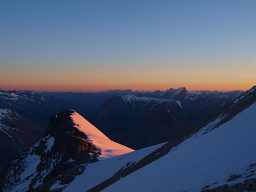 Looking over Athabasca's north glacier, towards the distant Sunwapta Peak