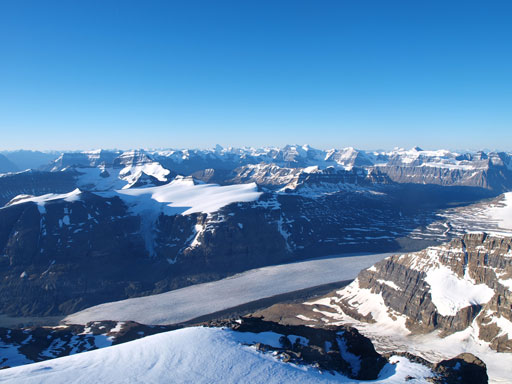 Part of the long long approach via Saskatchewan Glacier can be seen from here.