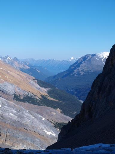 Neat view from the descent. The big peak in the background is Mount Unwin.