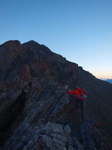 Mike on a difficult step between Peak II and III