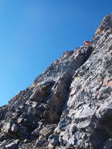 Descending from Peak VII requires difficult down-climbing.