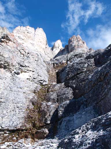 Looking up from just below the second crux. I took more photos on the way back.