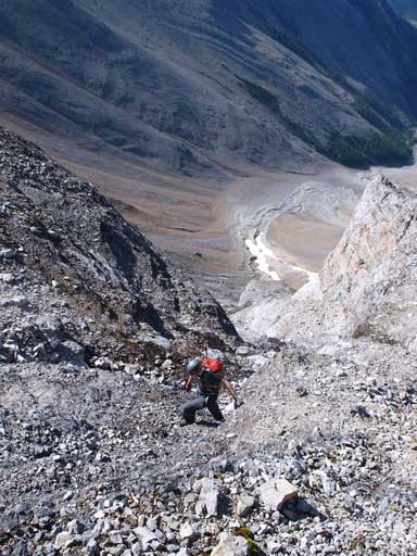 Terrain gets easier once through the second crux.