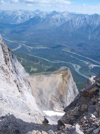 Looking steeply down the Northeast side