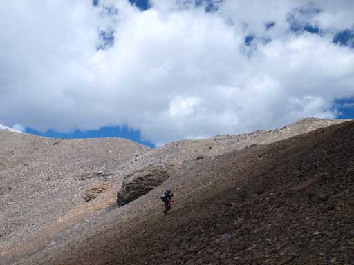 Shaun just about to top out on Swan Pass