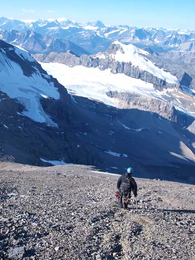 Clayton starting the descent (scree run)