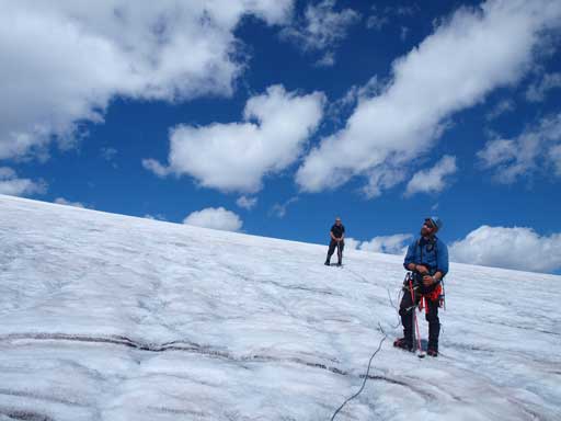 Clayton and Shaun descending the last bit on the main icefield