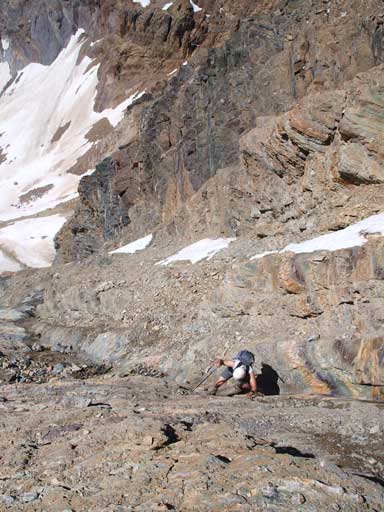 Eric ready to scramble up the crux section