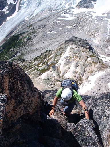 Eric coming up an exposed step