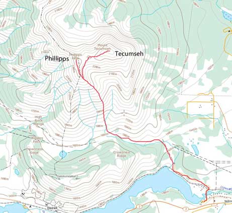 Phillipps Peak and Mt. Tecumseh scramble route
