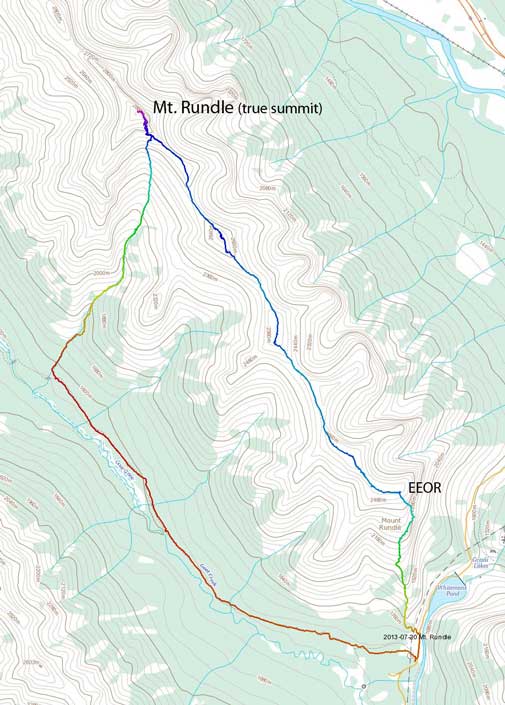 Mt. Rundle (true summit) scramble route