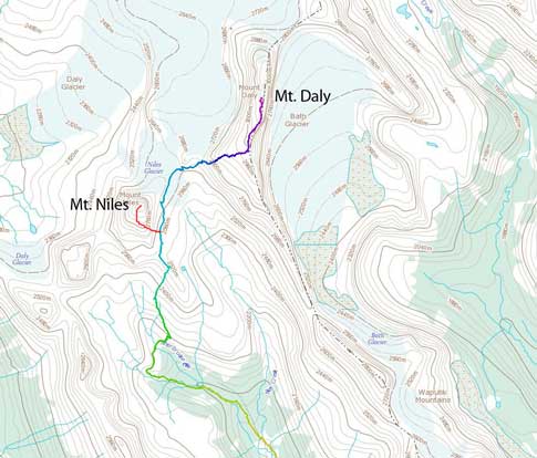 Mt. Daly and Mt. Niles scramble route