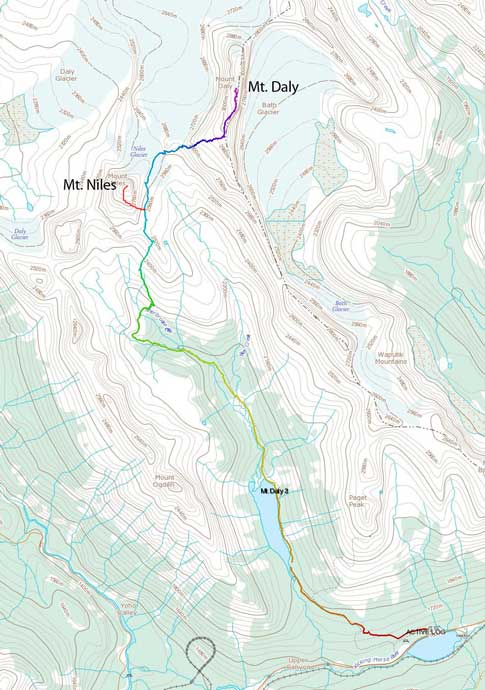 Mt. Daly and Mt. Niles scramble route