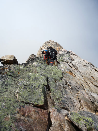 Me ascending the last few "easy" steps just below the 2nd crux