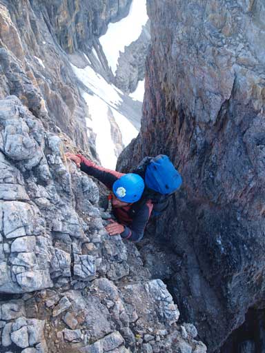 And then it's an exposed vertical climb up this side.