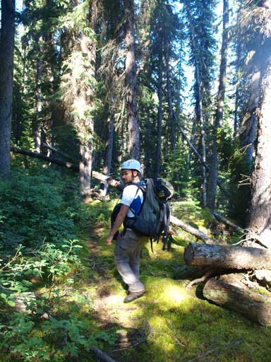 Ben on the trail. Definitely not the best trail in the parks, but good enough to follow.