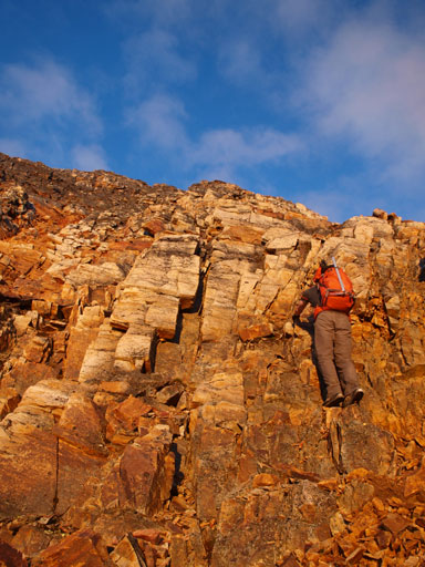 Mike on the typical terrain up the lower ridge
