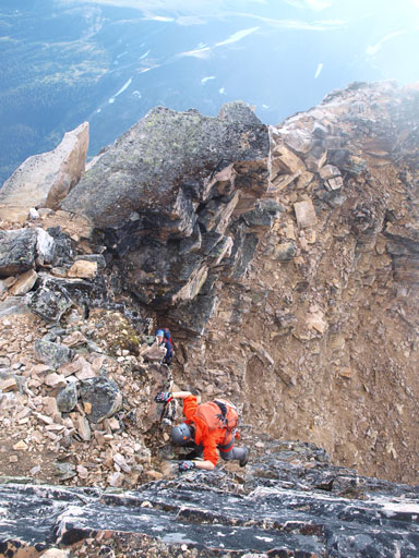 Mike following up the gully