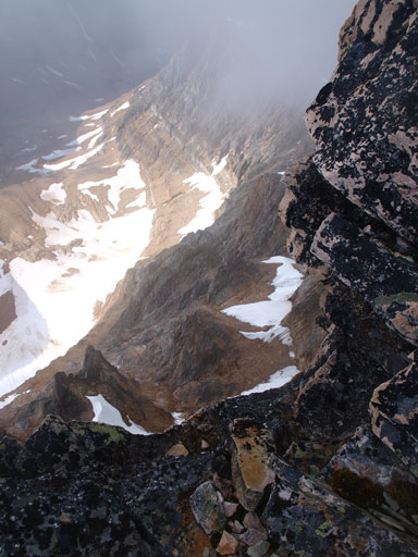 The drop-off down the south face. I had to expose myself to this for a couple moves.