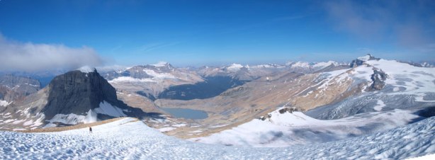 Panorama from a snow field. You can see Rod coming up