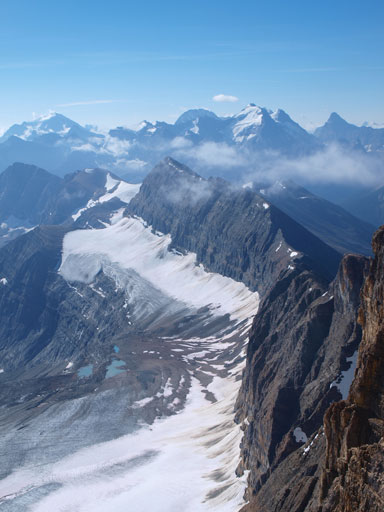 Looking south and east down the steep face. 