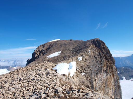 This slope is foreshortened. False summit behind