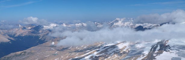 Peaks behind Yoho Valley and Little Yoho Valley.