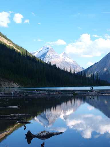 Victoria and Huber and their reflections in Sherbrook Lake