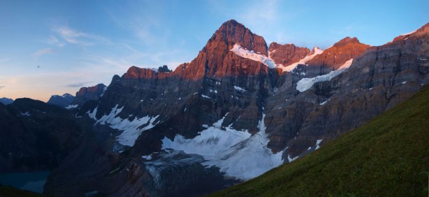 Panorama of the alpenglow view