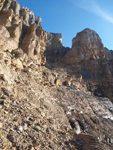 I kept following this big drainage towards the 2nd rock band