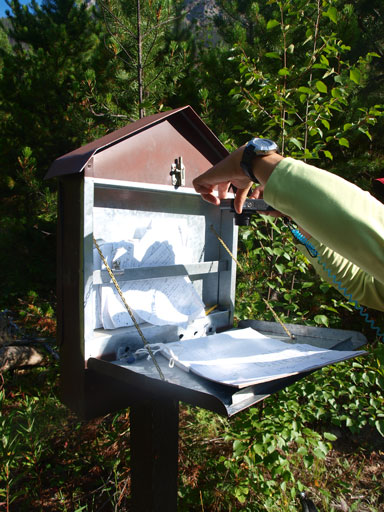 The climber's registration box