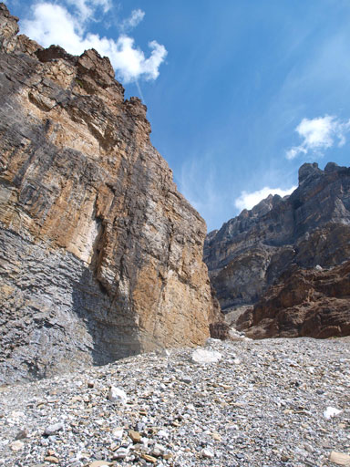 Slogging up this giant scree cone