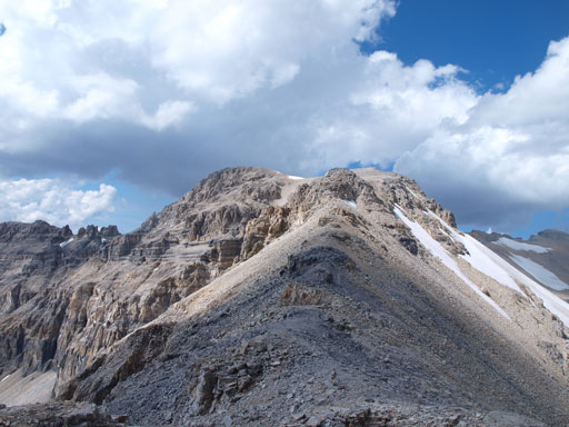 After some tedious slog we made to Assiniboine/Strom col