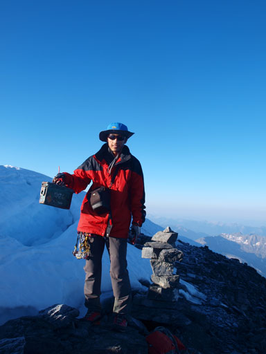 Me on the summit of 3618-meter Mount Assiniboine