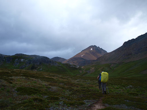 Looking ahead to the familiar Cirque Peak