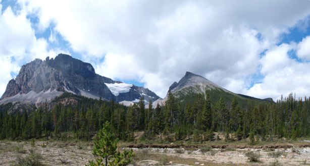 Now we're on the long flats. Marmot Mountain is the lower one on right