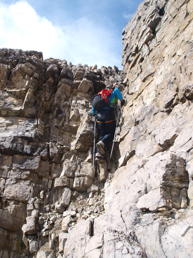 Vern climbing up the 1st chimney