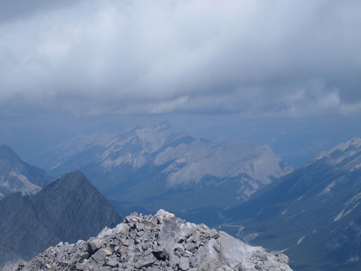 It's smoky and cloudy.. Looking towards Mount Rundle.